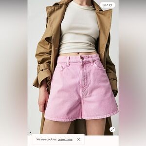 MOTHER SNACKS! High Waisted Savory Shorts Pink lady